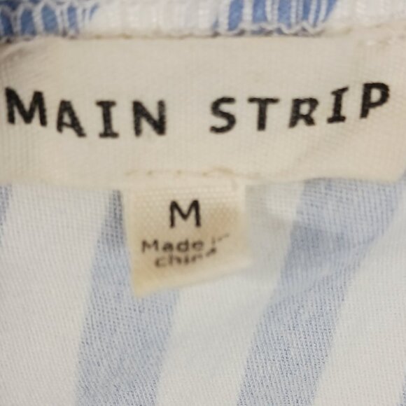 Main Strip, Blue & White Stripe, Off Shoulder Jumpsuit, Spaghetti Straps, Medium - Picture 2 of 14